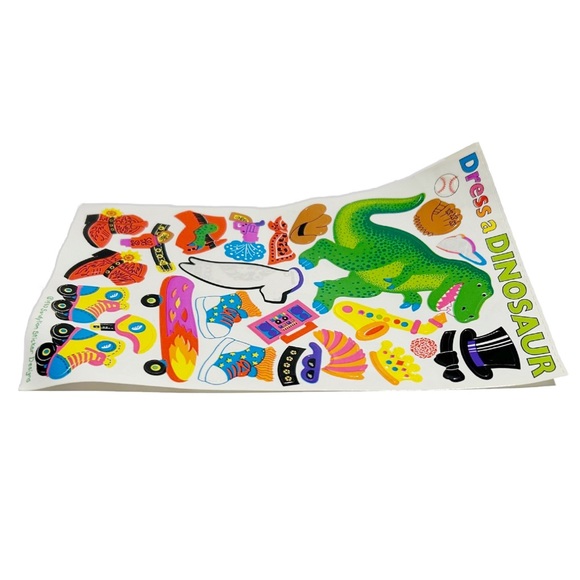 Vintage 1990s Sandylion Sticker Designs Dress a Dinosaur T-Rex Sticker Sheet Fun - Picture 8 of 8